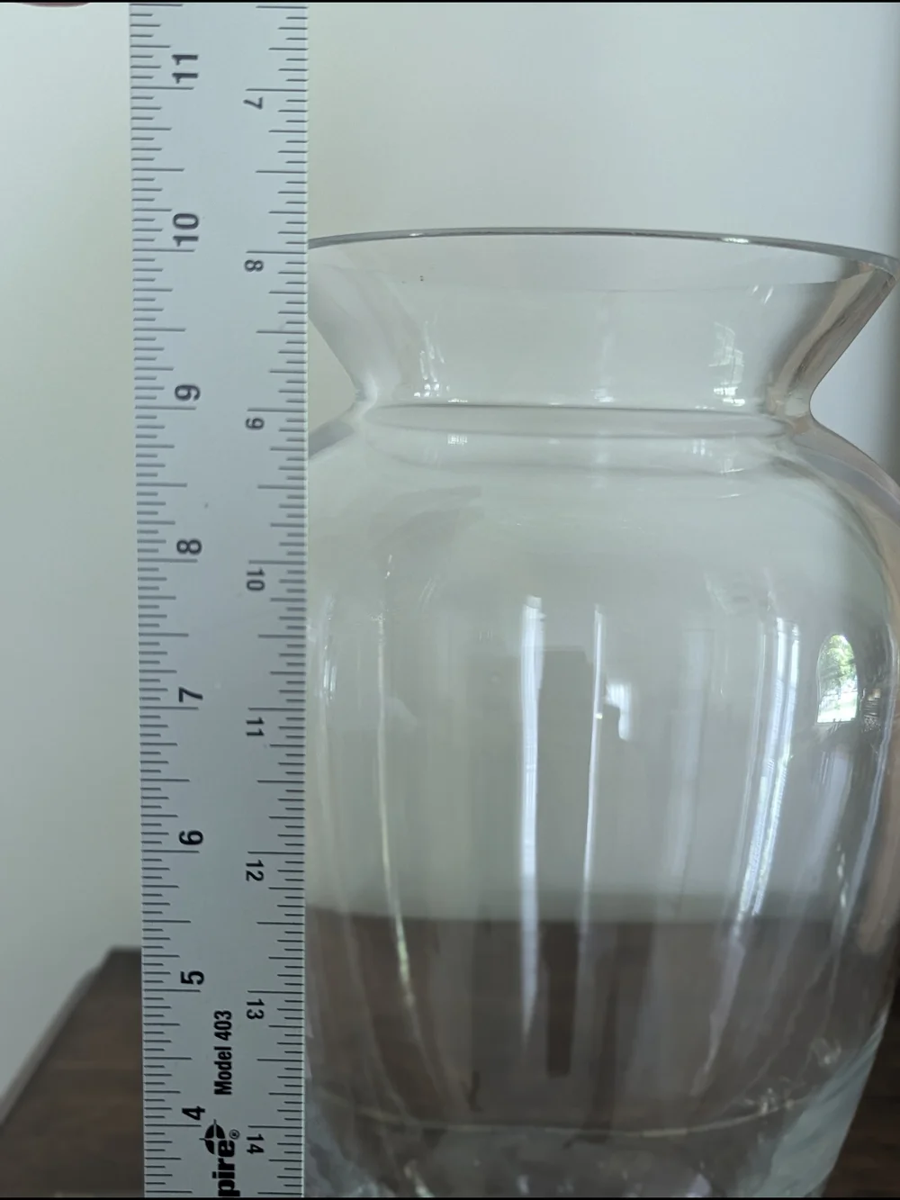 Heavy Clear Glass Urn Vase Controlled Bubble Base Flare Lip 10